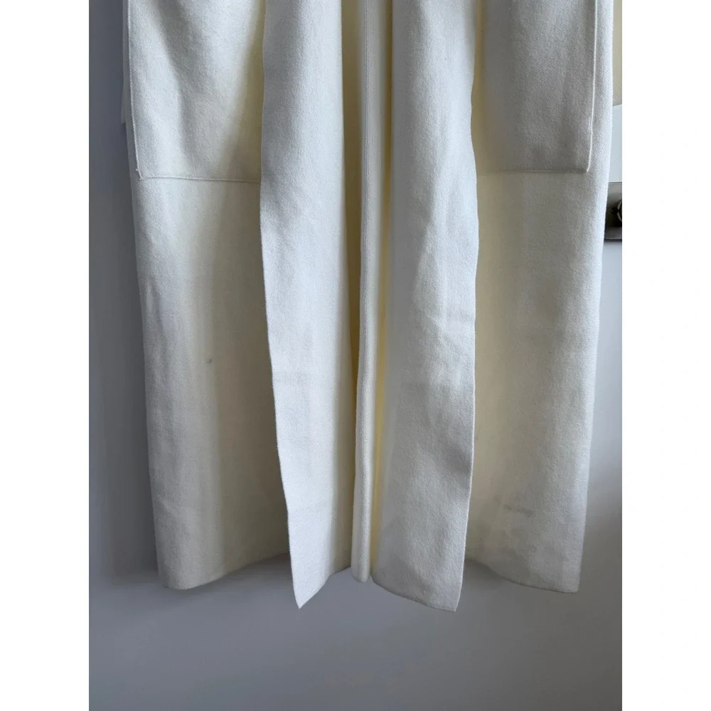 Zara Womens‎ Cream Longline Knit Duster Cardigan Shawl Collar Pockets Size S